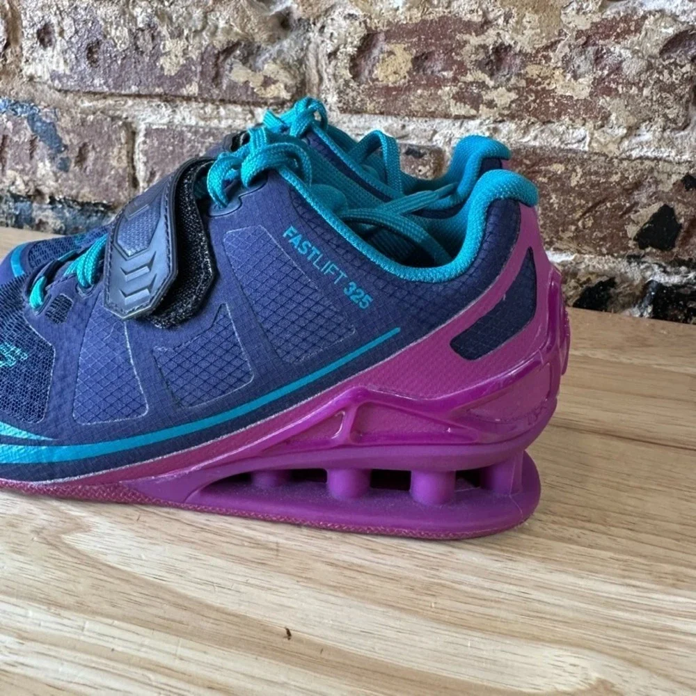 Inov-8 Fastlift 325 blue green lace-up Weight Lifting Shoes Women 5.5 Mens 4